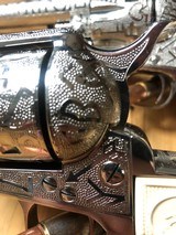 EMF Uberti Nickel cattle brand engraved 45 Colt Single Action SAA consecutive pair 4 3/4 - 10 of 15