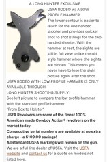 USFA Rodeo 45 All US 4 3/4” Lowered Hammer model Custom Competition - 13 of 15