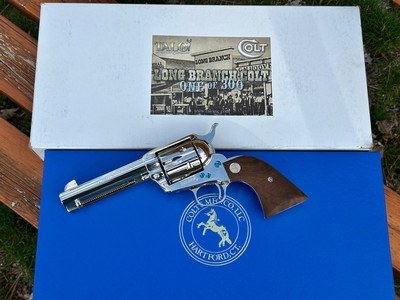 Colt SAA 45 Nickel Special Long Branch Edition 4 3/4” New in Box all Paperwork - Image 1 of 15