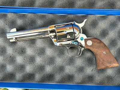 Colt SAA 45 Nickel Special Long Branch Edition 4 3/4” New in Box all Paperwork - Image 5 of 15