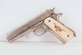 Remington-Rand 1911 – ENGRAVED, NICKEL, IVORY vintage firearms inc - 1 of 16