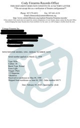 Winchester Model 1894 – ANTIQUE, TAKEDOWN, EXTRA LIGHT BARREL, vintage firearms inc - 22 of 22