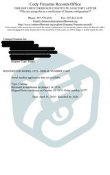 Winchester 1873 SRC – FIRST MODEL, CIRCA 1876, ALL MATCHING PARTS, vintage firearms inc - 4 of 22