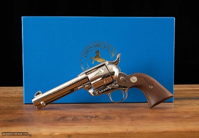Colt SAA .38-40 – 1995, UN-FIRED, 100% NICKEL, BOX, COVER, vintage firearms