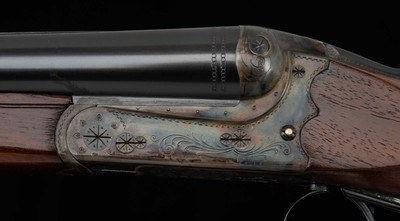 Merkel 47E 12 Gauge – 1986, IM/F, HAND CHECKERED/ ENGRAVED, vintage firearms