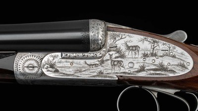 Francotte SLE 12 ga - GAME SCENE ENGRAVING, COIN FINISH, vintage firearms - Image 2 of 25