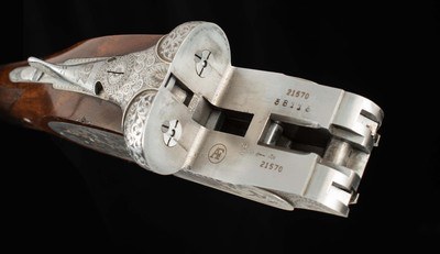 Francotte SLE 12 ga - GAME SCENE ENGRAVING, COIN FINISH, vintage firearms - Image 23 of 25