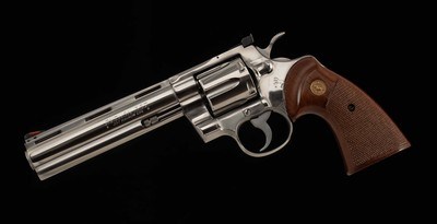 Colt Python .357 – 1985, STAINLESS STEEL, 99%, WALNUT GRIPS, vintage firearms