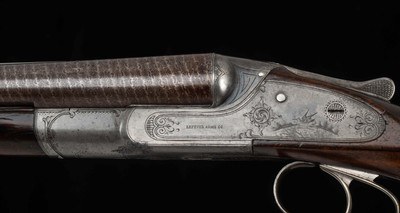 Lefever FE 16 gauge – 1902, F/F, BEAUTIFUL DAMASCUS, VFI CUSTOM LEATHER PAD, vintage firearms