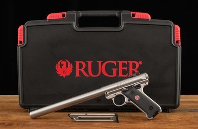 Ruger Mark IV Target .22LR – 2023, 10” BARREL, STAINLESS, AS NEW, CASE, vintage firearms - Image 1 of 10