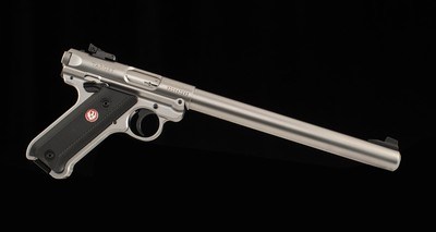 Ruger Mark IV Target .22LR – 2023, 10” BARREL, STAINLESS, AS NEW, CASE, vintage firearms - Image 3 of 10