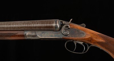 L.C. Smith F Grade Hammer Gun 10ga – DAMASCUS BARRELS, VIBRANT CASE COLOR, vintage firearms