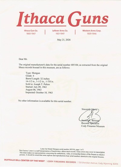 Ithaca 4E Single Barrel Trap 12ga – LETTER, ORIGINAL FINISHES, EXCEPTIONAL, vintage firearms - Image 25 of 25