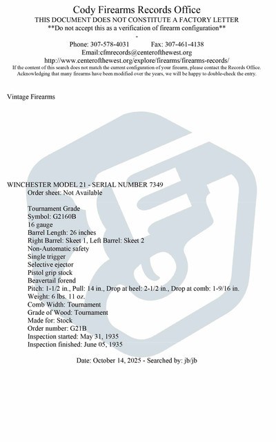 Winchester Model 21 Tournament Skeet Grade 16ga – 1935, 26”, 28”, LETTER, vintage firearms - Image 25 of 25