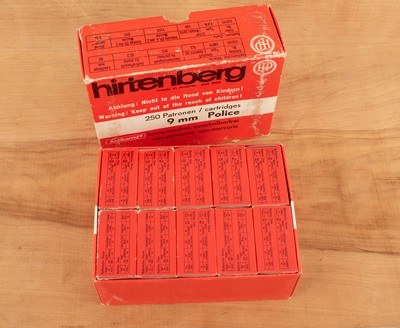 Hirtenberg 9x18mm Police 100 Grain FMJ Flat Nose Ammunition – 250 ROUNDS, vintage firearms - Image 2 of 3
