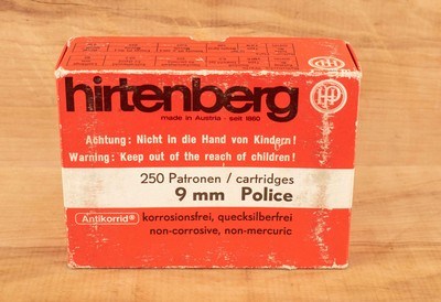 Hirtenberg 9x18mm Police 100 Grain FMJ Flat Nose Ammunition – 250 ROUNDS, vintage firearms - Image 1 of 3