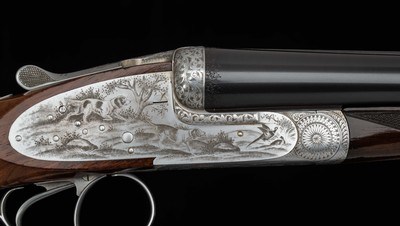 Francotte SLE 12 Gauge – GAME SCENE ENGRAVING, COIN FINISH, CASED, vintage firearms - Image 4 of 25