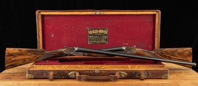 WILLIAM FORD MATCHED PAIR 20 GA – 1911, 98% CASE COLOR, CASED, vintage firearms