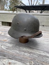 ORIGINAL WWII GERMAN WEHRMACHTM40 HELMET with Liner and Chin Strap - Image 2 of 9