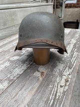 ORIGINAL WWII GERMAN WEHRMACHTM40 HELMET with Liner and Chin Strap - Image 3 of 9