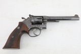 Smith and Wesson S&W K-22 Masterpiece Pre-Model 17 Class A Engraved .22LR 6 Inch Revolver 1954 with Presentation Case & Factory Letter C&R - 3 of 20