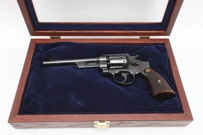 Smith and Wesson S&W .44 Hand Ejector First Model Triple-Lock .44 S&W Special 6.5 Inch Revolver 1913 C&R RARE Glass Presentation Case & Factory Letter