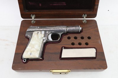 Astra 3003 7.65 mm Engraved Silver Plated In Wood Case - Image 2 of 20
