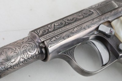 Astra 3003 7.65 mm Engraved Silver Plated In Wood Case - Image 6 of 20