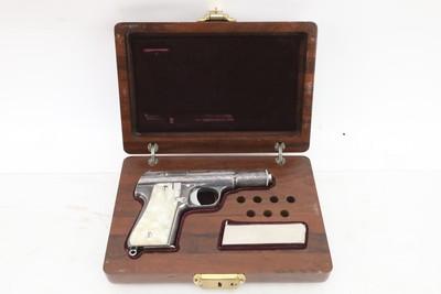 Astra 3003 7.65 mm Engraved Silver Plated In Wood Case - Image 1 of 20