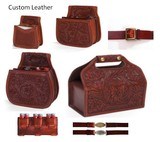 Custom Made Leather Shotshell Pouches/Belts for Skeet, Trap, Sporting Clays, Five Stand Chisled and Initialed - 1 of 9