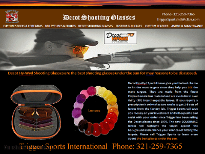 Decot Hy-Wyd Shooting Glasses, Lenses, and Accessories - Finest Shooting Glasses Under the Sun Discounted!