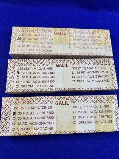 NOS Action Arms/IMI Galil 35 round magazines in box 5.56/.233-Three total