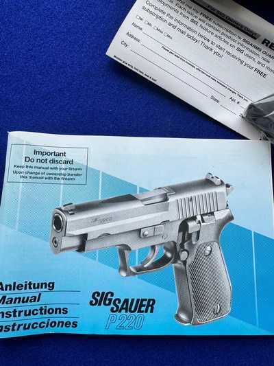 NIB 1994 Sig Sauer P220 .45 ACP *RARE* Outer Shipping Sleeve German made - Image 3 of 20