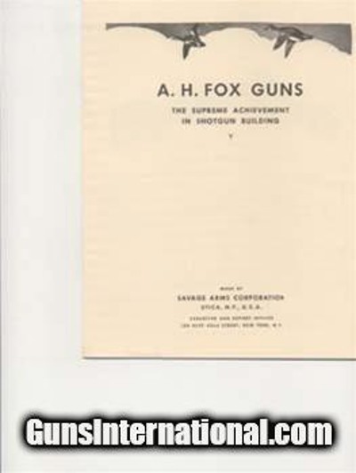 A.H. Fox Guns 1936 Catalog Reprints