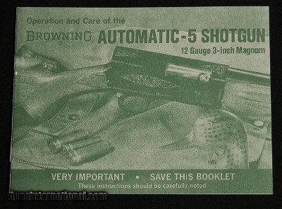 Operation and Care of Browning Automatic-5 Shotgun Reprint