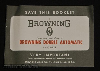 Operation and Care of Browning Double Automatic Shotgun Repr