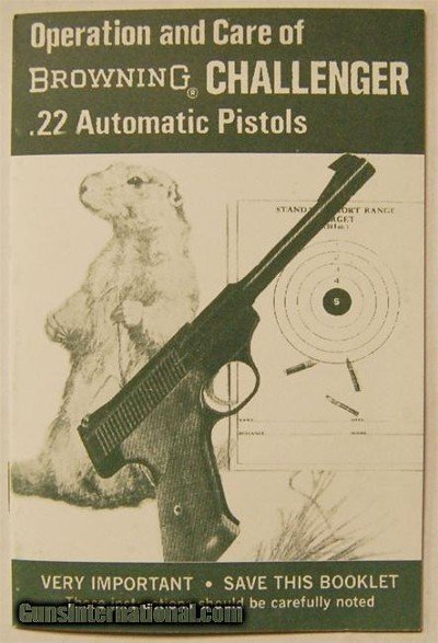 Operation & Care of Browning CHALLENGER .22 Automatic Pistol - Image 1 of 1