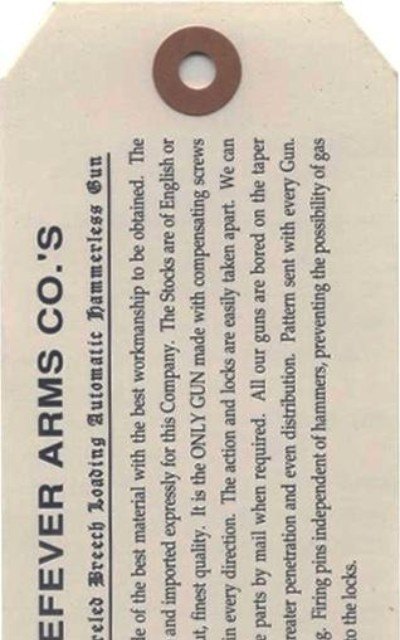 Lefever Factory Original Hanging Tag - Image 2 of 2