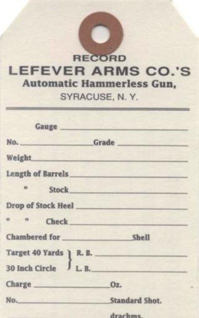 Lefever Factory Original Hanging Tag - Image 1 of 2