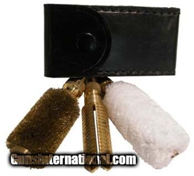 28 Gauge Cleaning Accessories in a Dark Leather Pouch