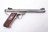 RUGER MARK III HUNTER
.22 LR cal., stainless steel construction, 6 7/8 in. target crowned fluted barrel - 1 of 2