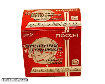Fiocchi Shooting Dynamics Target Loads 20ga (2 3/4" Shell / 3/4 Oz / 7 1/2 Shot) - 25 Pack