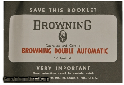 Operation and Care of Browning Double Automatic Shotgun Reprint