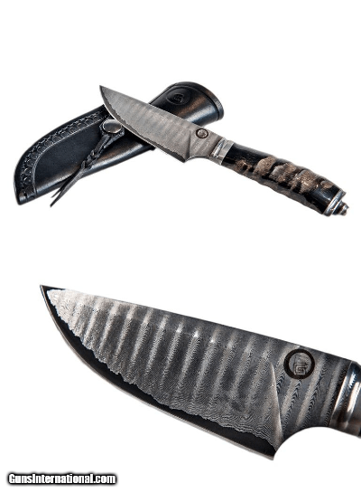 Gaston J. Glock One-of-a-Kind San Mai Damascus Hunting Knife - Antelope Horn Handle