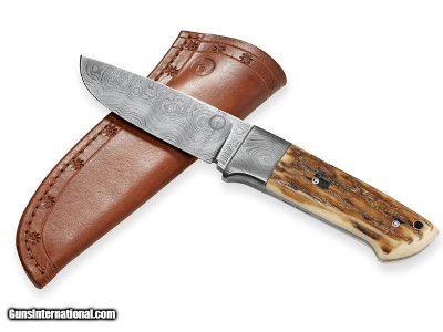 Gaston J. Glock - Glock 35.40 Caliber Balbach Damascus Knife, Brown Mammoth Molar Rind Handle