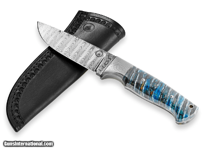 Gaston J. Glock - Glock 35.40 Caliber Balbach Damascus Knife, Blue Mammoth Molar Handle