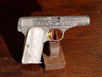 Browning - 1910, Engraved Renaissance, Made In Belgium, 9mm Short. 3 1/2