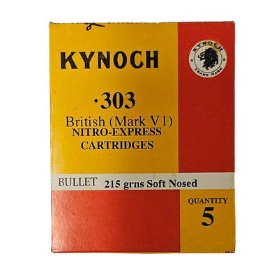 Kynoch .303 British (Mark VI) - Nitro Express Cartridges - 215 Grain Soft-Nosed - 5 Count (30 AVAILABLE) - Image 1 of 1