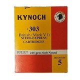 Kynoch .303 British (Mark VI) - Nitro Express Cartridges - 215 Grain Soft-Nosed - 5 Count (30 AVAILABLE) - Image 1 of 1