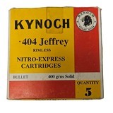 Kynoch .404 Jeffrey Rimless - Nitro Express Cartridges - 400 Grain Solid - 5 Count (1 AVAILABLE) - Image 1 of 1